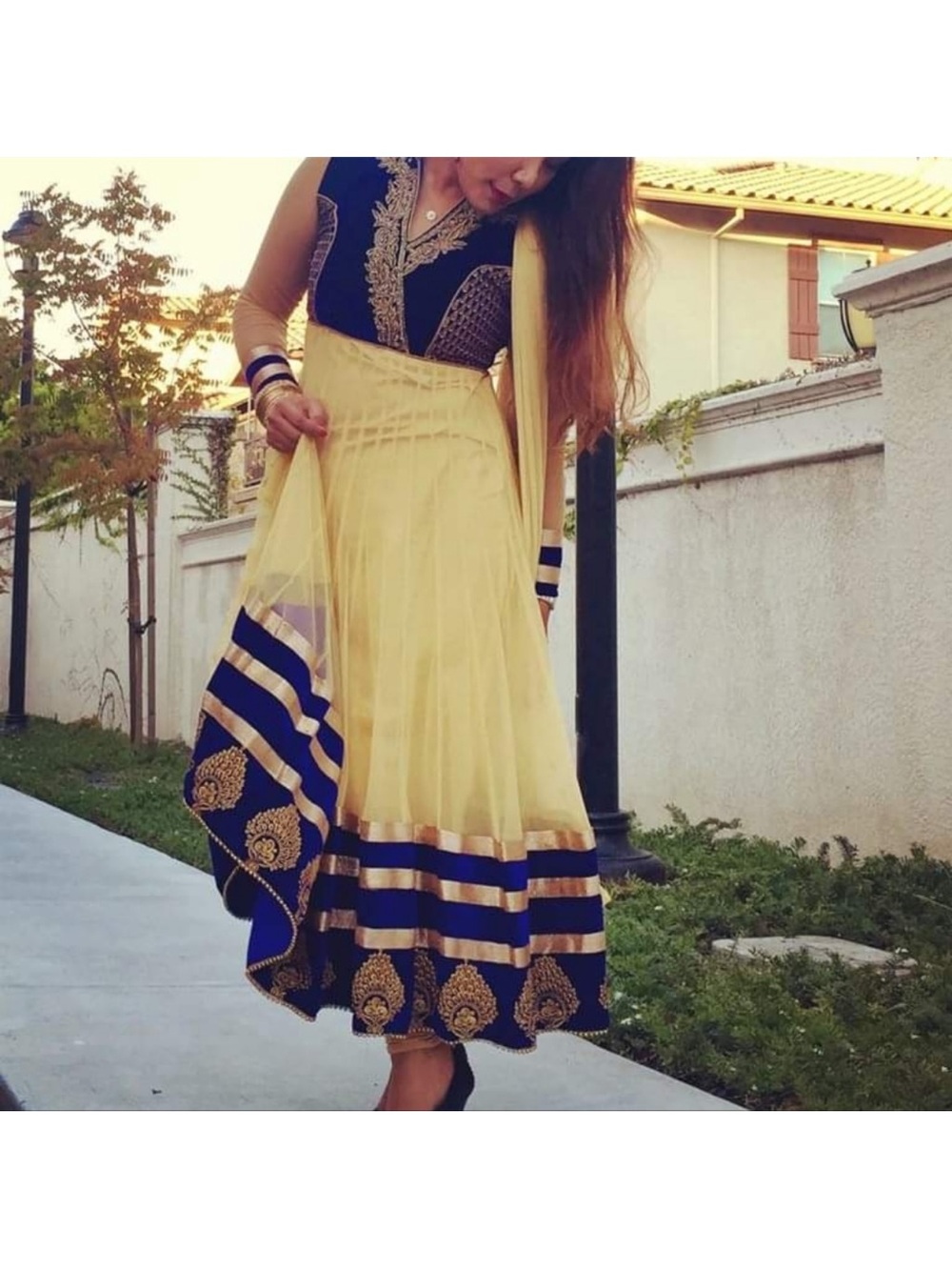 Elegant Yellow and Blue Women's salwar kameez